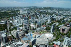 Aussicht vom Sky Tower auf Auckland